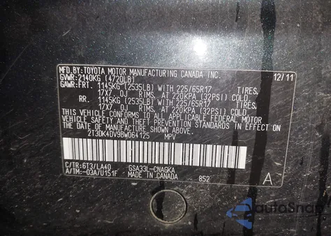 2011 Toyota Rav4 Limited V6 from USA, damaged, VIN 2T3DK4DV9BW064125